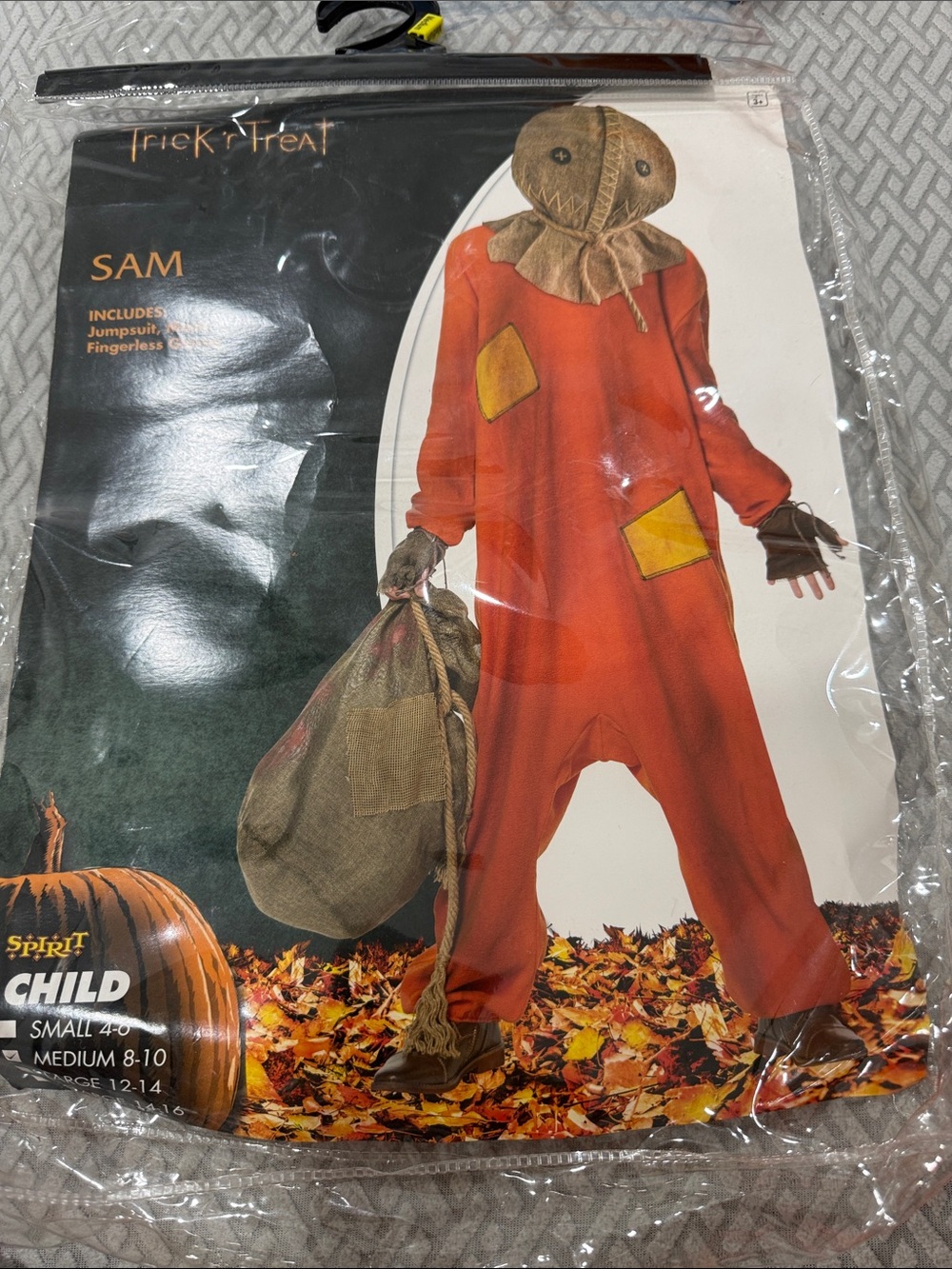 Spirit Halloween Trick r Treat Movie, Sam Halloween Costume Kids Size M (8-10)